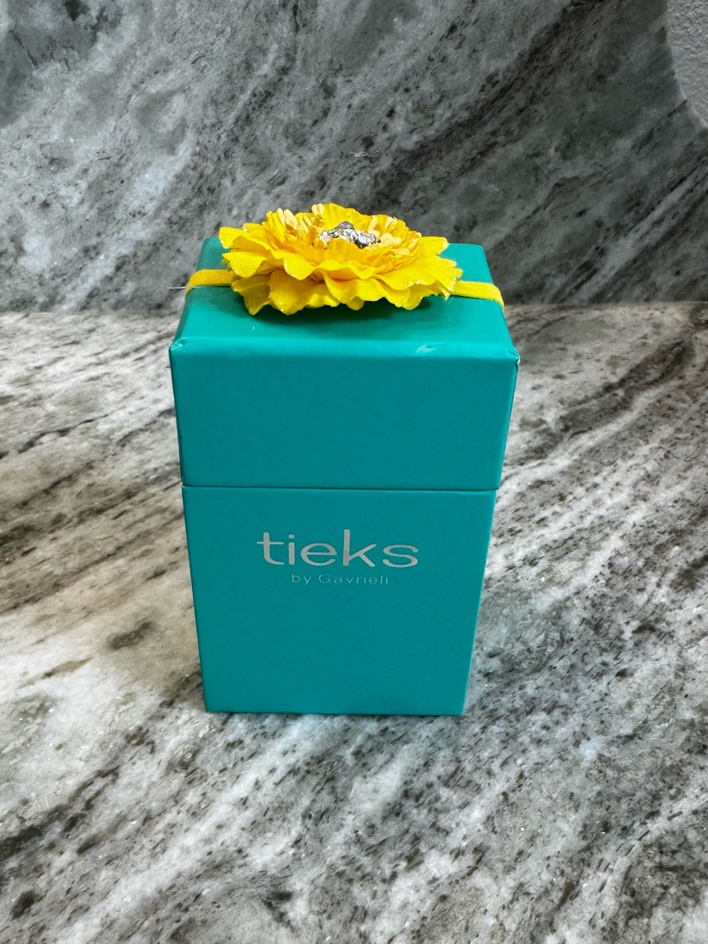 Tieks Teal Gift Box with Yellow Flower Topper